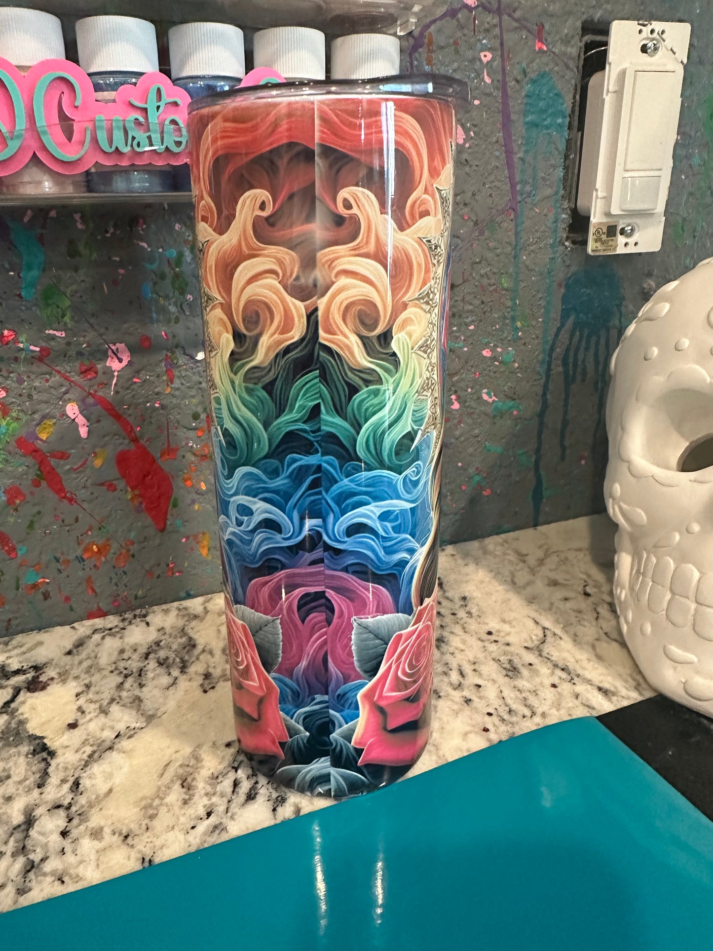 20 oz sublimated tumbler rainbow prayers
