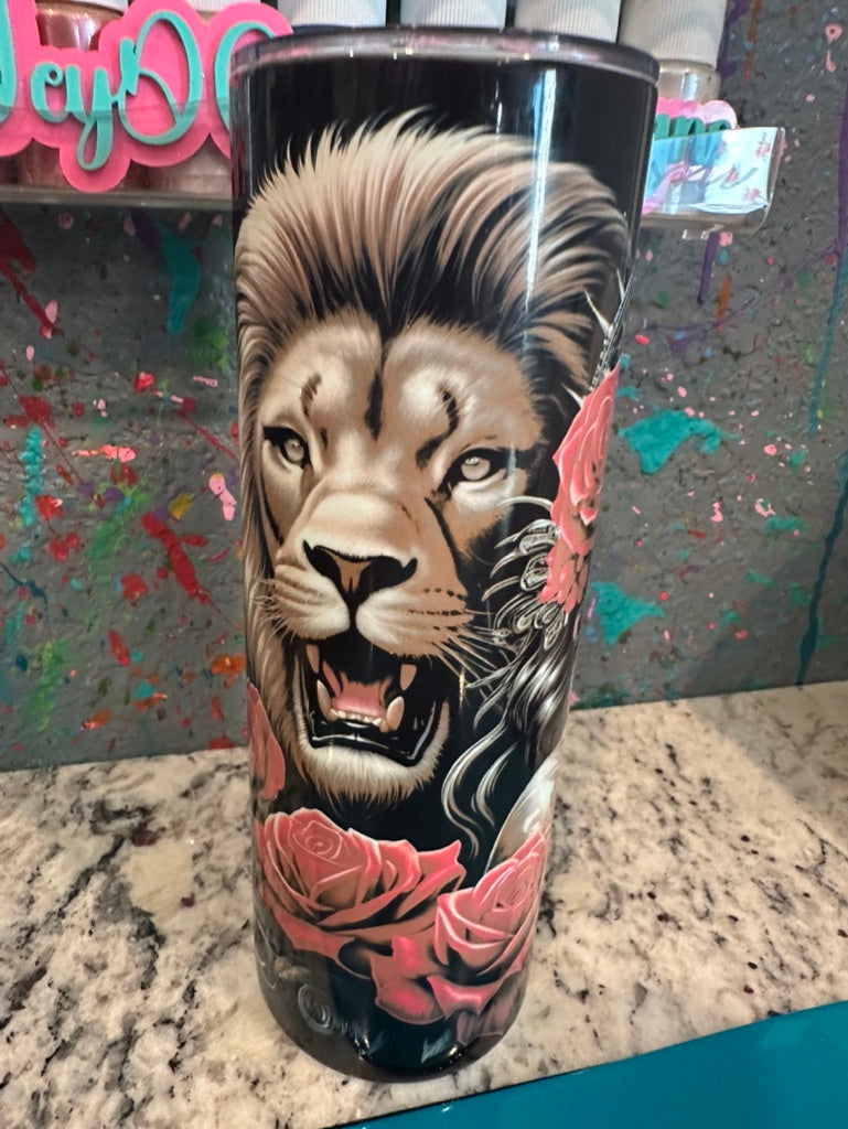 20 oz sublimated tumbler girl with lion