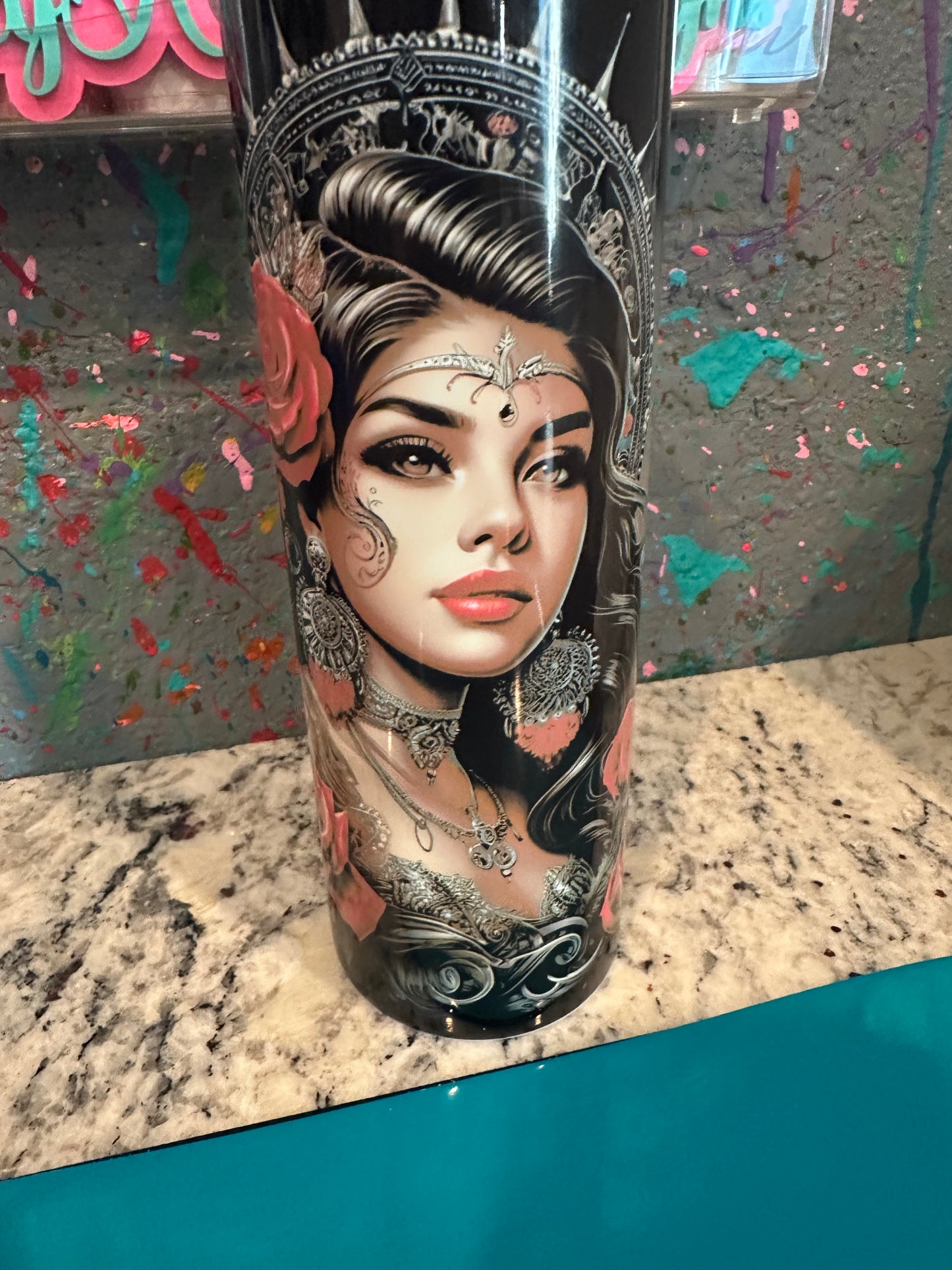20 oz sublimated tumbler girl with lion