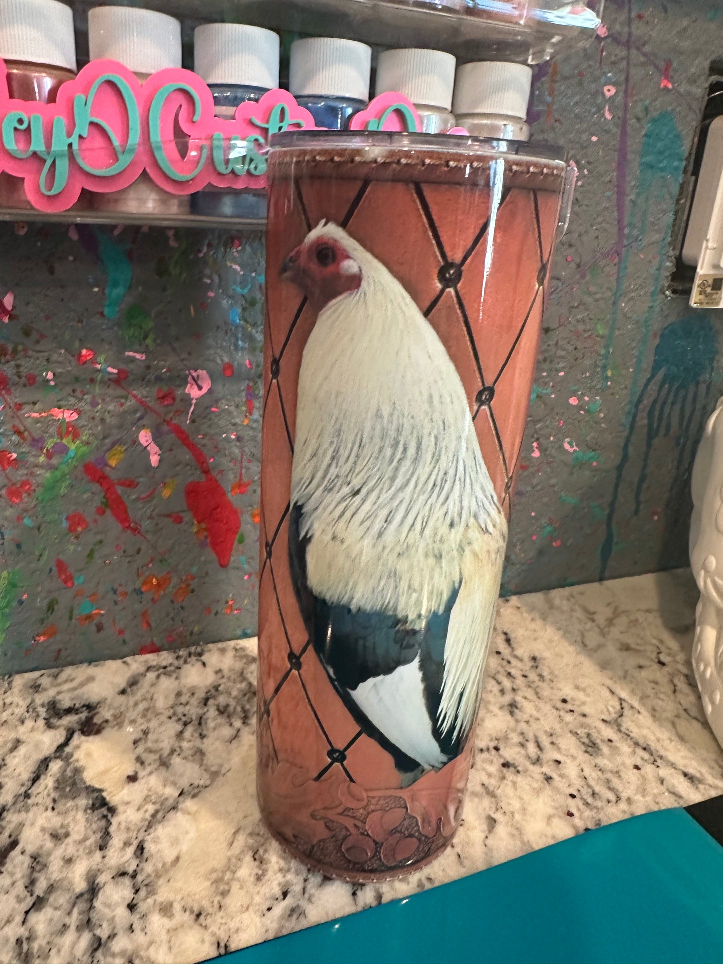20 oz sublimated tumbler rooster gallo