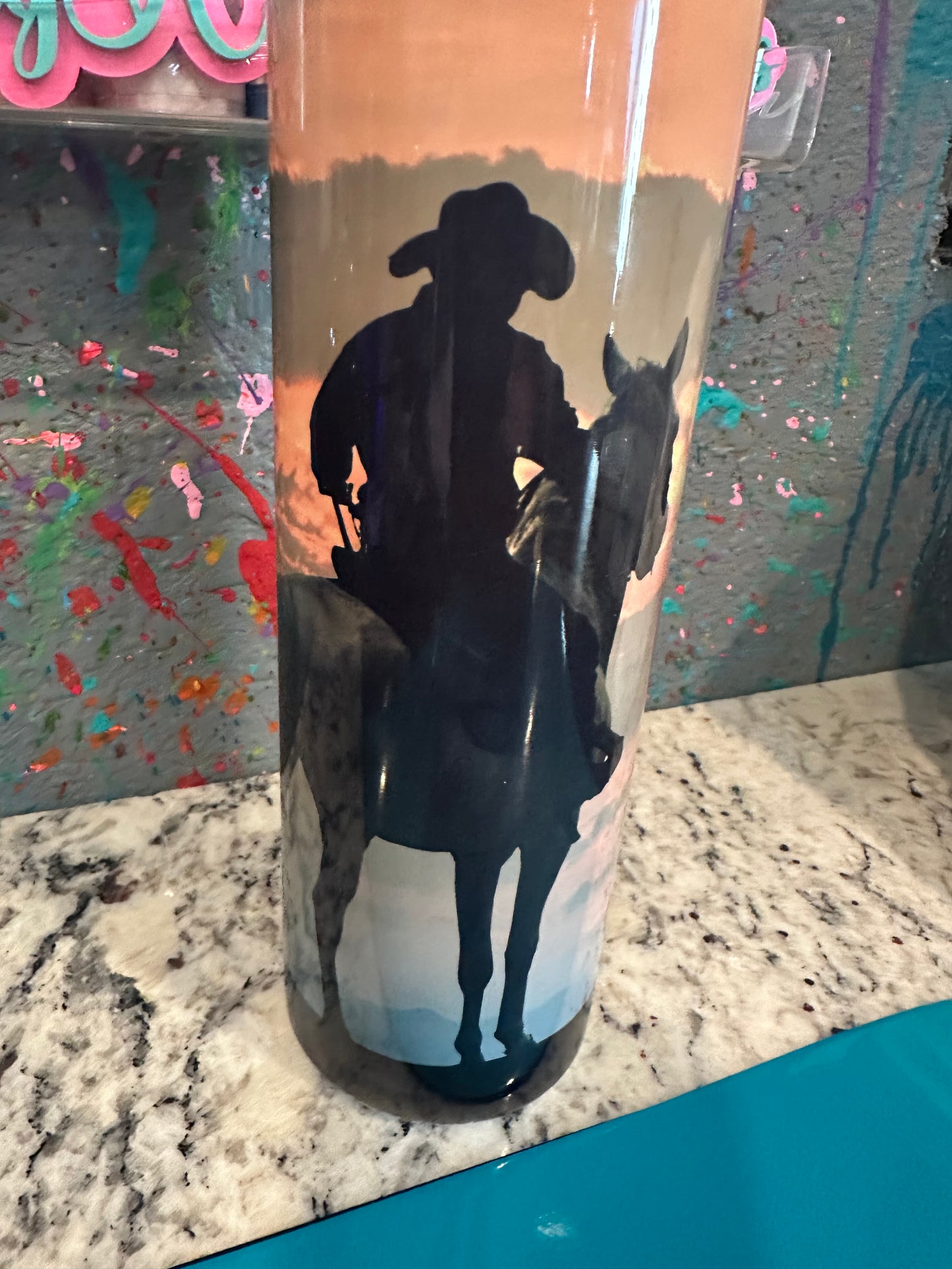 20 oz sublimated tumbler virgen guadalupe with cowboy
