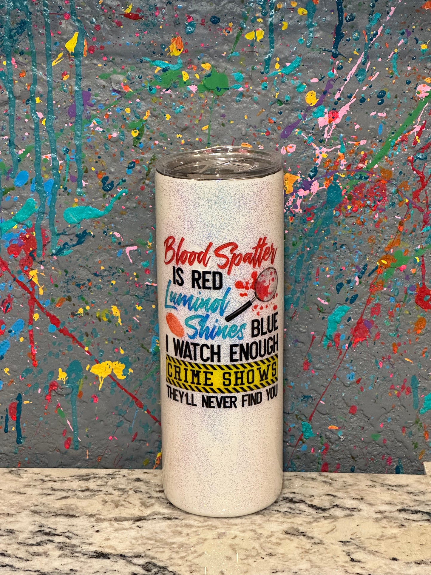 20oz crime scene blue glow tumbler