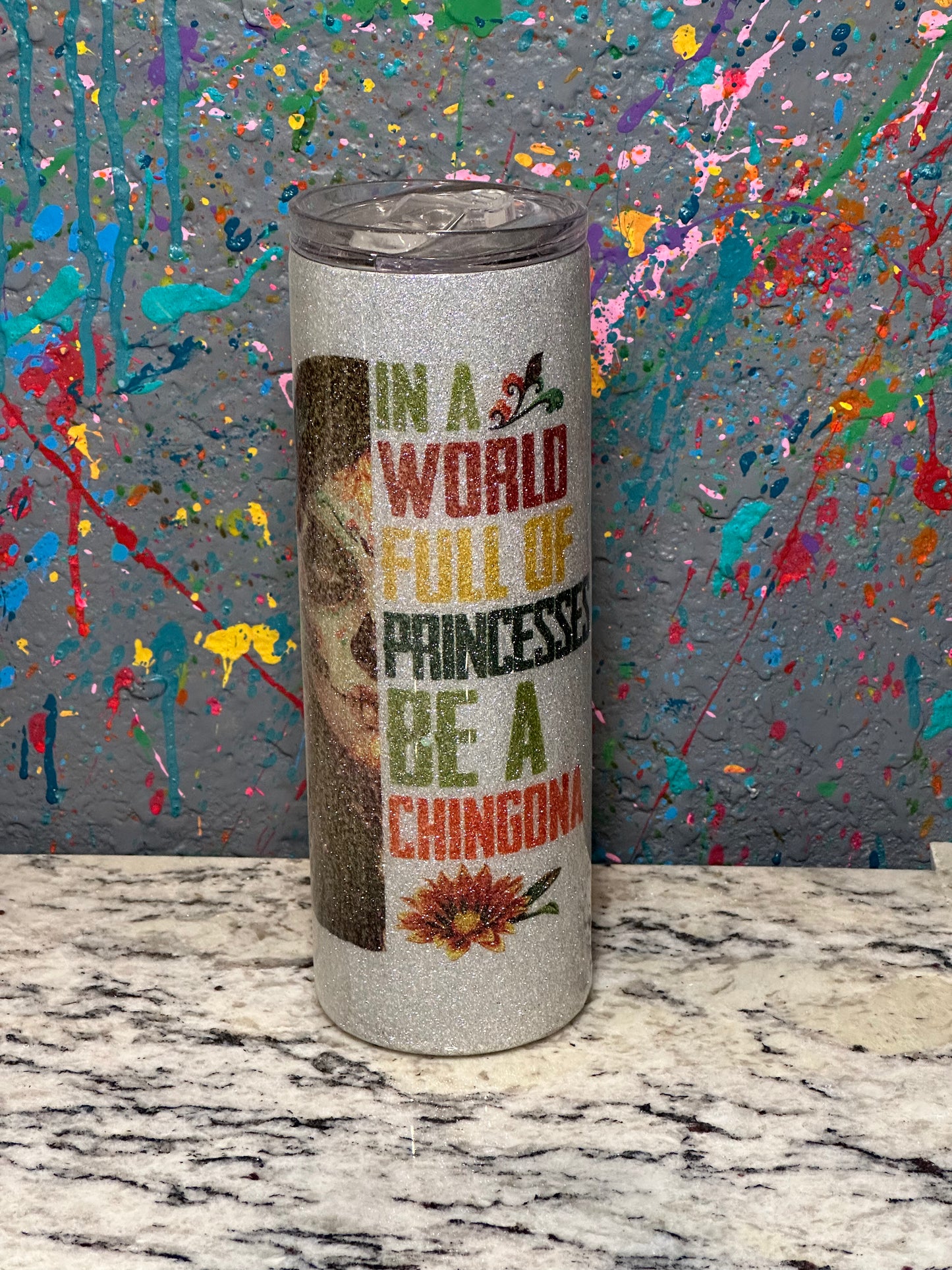 20oz chingona glitter sublimation tumbler