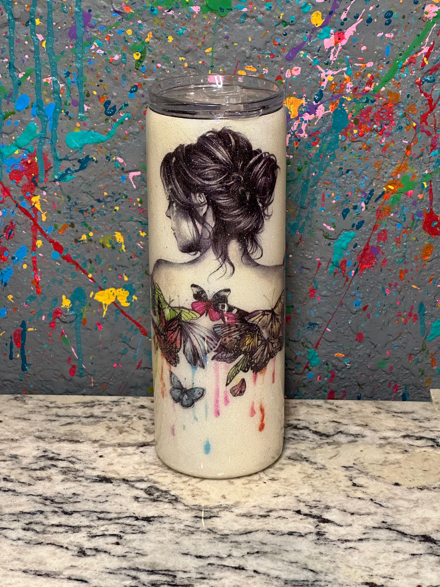 20oz butterfly girl tumbler